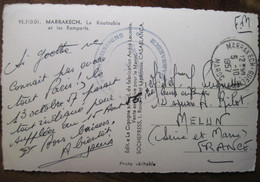 France 1957 FM Franchise Militaire Marrakech Gueliz Compagnie Poste Aux Armées Koutoubia - Military Postmarks From 1900 (out Of Wars Periods)