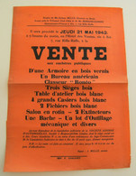 Affiche Vente Enchère Société Aixoise D'automobile Mobilier 1942 Aix Vintage - Posters