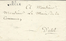 1812- Lettre De 85 / UTELLE ( Alpes Maritimes ) 24 X 8 Mm Noir  ( Courrier Local ) - 1792-1815: Veroverde Departementen
