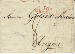 An 10 - Lettre De 103 / CREVELD ( La Roer )  36 Mm Rouge - 1792-1815: Départements Conquis