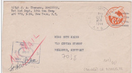 1944 War Departement Us Army Postal Service De  Le Mans Sarthe France Via Air Mail - 1941-60