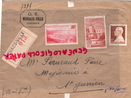 MONACO- MARCOPHILIE TIMBRES 20 F- 10 F- 5 F-  RECOMMANDE -19487-  PERUCAUD MEGISSERIE SAINT JUNIEN - Storia Postale