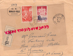 MONACO- MARCOPHILIE TIMBRES 15 F- ANNO SANTO 40 F-  RECOMMANDE -1951-  PERUCAUD MEGISSERIE SAINT JUNIEN - Storia Postale