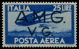 ITALY ITALIA VENEZIA GIULIA 1946 POSTA AEREA 25 L. FIL. RUOTA I CD (Sass. 6) INTEGRO ** - Nuovi