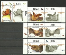 ROMANIA, 2016, Bats, Set Of 4 Stamps With Labels - Bats