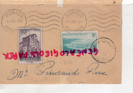 MONACO-MARCOPHILIE TIMBRE 50 F- 5F  -PERUCAUD MEGISSERIE SAINT JUNIEN RECOMMANDE 1950 - Marcophilie