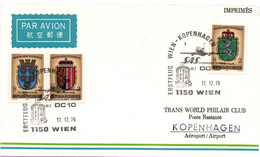 Wien Kopenhagen Kobenhavn 1976 - Erstflug 1er Vol Inaugural Flight - DC 10 -  DK - Erst- U. Sonderflugbriefe
