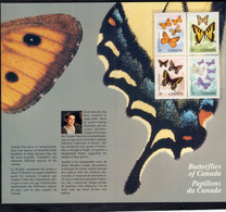 Canada 1988 - Butterflies Of Canana/Papillons Du Canada - Flyer + Stamps 4v - Complete Set - Excellent Quality - Cartes Illustrées Officielles