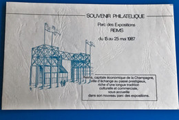 REIMS 1987 PARC DES EXPOSITIONS SOUVENIR PHILATÉLIQUE  CAPITALE DE LA CHAMPAGNE TIMBRE EUROPA-Bloc & Feuillet Oblitéré - Blocs Souvenir