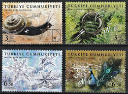 2020 Turkey Fractals In Nature: Snail, Ferns, Snow Flakes, Peacock Set (** / MNH / UMM) - Pfauen