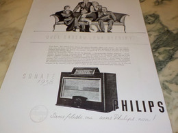 ANCIENNE PUBLICITE TSF SONATE PHILIPS  1937 - Altri & Non Classificati