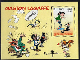 2001 Francia, Giornata Del Francobollo Gaston Lagaffe, Foglietto, Serie Completa Nuova (**) - Blocs Souvenir