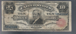 USA 1891 10 Dollars $ Thomas A. Hendricks Pick#324 RARE Pressato Lieve Restauro Fine Lotto.3017 - Silver Certificates (1878-1923)
