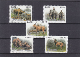 Zaïre - COB 1452 / 6 ** - éléphants - Elan - Rhinocéros - Antilope - Valeur 9 Euros - 1990-96: Nuovi