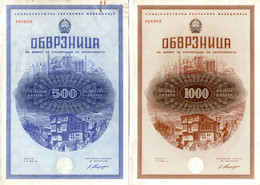 Makedonija,Македонија,1969,Mazedonien,Macedonia," Government Loan For Unployed People Lot Of 4 Actie , As Scan - Macedonia Del Nord
