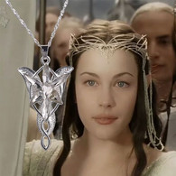 Lord Of The Rings Hobbit Aragorn Arwen EVENSTAR Collana Con Pendente In Argento - Théâtre & Déguisements