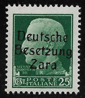 ZARA - OCCUPAZ.TEDESCA - 1943 Valore Nuovo Stl Da 25 C. Con Soprastampa NOT GUARANTEED - In Ottime Condizioni. - Occup. Tedesca: Zara