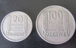 Algérie - 2 Monnaies 20 Et 100 Francs Turin 1949 Et 1950 - Algeria