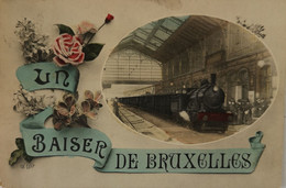 Bruxelles // Un Baiser De Bruxelles (Train De Vapeur - Steam Train) 1910 Tres Rare - Autres & Non Classés