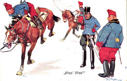 Militär, Soldaten, Pferde "Hopp, Hopp!", Sign. Schönpflug - Schoenpflug, Fritz