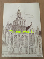 ORIGINELE GROTE TEKENING DOOR PAUL GHYSELEN GHIJSELEN 1992  POPERINGE ST JANSKERK POPERINGHE - Dessins