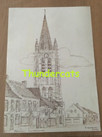 ORIGINELE GROTE TEKENING DOOR PAUL GHYSELEN GHIJSELEN 1992  POPERINGE OL VROUWKERK POPERINGHE - Dessins