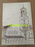 ORIGINELE GROTE TEKENING DOOR PAUL GHYSELEN GHIJSELEN 1992  KNOKKE ST MARGARETAKERK KNOCKE - Dessins