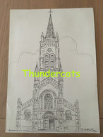 ORIGINELE GROTE TEKENING DOOR PAUL GHYSELEN GHIJSELEN 1992  BLANKENBERGE ST ROCHUSKERK BLANKENBERGHE - Dessins