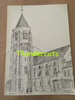 ORIGINELE GROTE TEKENING DOOR PAUL GHYSELEN GHIJSELEN 1993  WAREGEM KERK H FAMILIE - Dessins