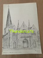 ORIGINELE GROTE TEKENING DOOR PAUL GHYSELEN GHIJSELEN 1993 WAREGEM ST AMANDS & ST BLASIUSKERK - Dessins