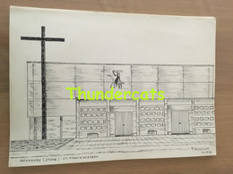 ORIGINELE GROTE TEKENING DOOR PAUL GHYSELEN GHIJSELEN 1993 OOSTENDE STENE ST FRANCISCUS KERK OSTENDE - Dessins