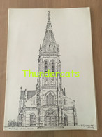 ORIGINELE GROTE TEKENING DOOR PAUL GHYSELEN GHIJSELEN 1993 OOSTENDE ST JOZEFSKERK OSTENDE - Dessins