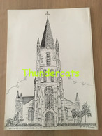 ORIGINELE GROTE TEKENING DOOR PAUL GHYSELEN GHIJSELEN 1992 LEFFINGE MIDDELKERKE O L VROUWKERK - Dessins