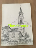 ORIGINELE GROTE TEKENING DOOR PAUL GHYSELEN GHIJSELEN 1992 OEDELEM BEERNEM ST LAMBERTUSKERK - Dessins