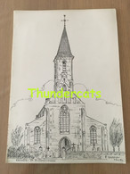 ORIGINELE GROTE TEKENING DOOR PAUL GHYSELEN GHIJSELEN 1992  BREDENE ST RICHARIUSKERK - Dessins