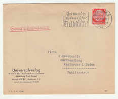 Universalverlag Company Letter Cover Verwende Heimische Treibstoffe Slogan Pmk Posted 1937 Berlin Pmk B201020 - Cartas