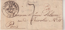 FRANCE : MP . " SAINT - GERAND ". POUR  PARIS . TAXEE .1841 . - 1801-1848: Precursors XIX