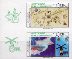 Map EUROPA 2006 Türkei-Cyprus 630/1 Aus Bl.24B ** 7€ Philatelic Bloque Se-tenant Hoja 50 Years CEPT Sheet Bf ZYPRUS - Other & Unclassified