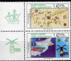 Map EUROPA 2006 Türkei-Cyprus 630/1A Aus Bl.24 ** 14€ Philatelic Bloque Se-tenant Hoja 50 Year CEPT Sheet Bf ZYPRUS - Autres & Non Classés