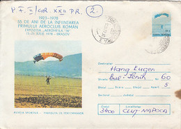 91490- BRASOV AEROCLUB, PARACHUTTING, SPORTS COVER STATIONERY, 1979, ROMANIA - Parachutting