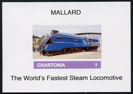 Chartonia (Fantasy) Mallard - The World's Fastest Steam Locomotive Imperf Deluxe Sheet On Glossy Card Unmounted Mint - Fantasy Labels