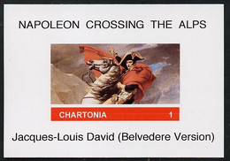 Chartonia (Fantasy) Napoleon Crossing The Alps By David Imperf Deluxe Sheet On Glossy Card Unmounted Mint - Fantasy Labels