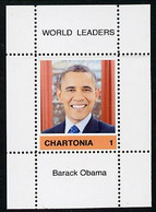 Chartonia (Fantasy) World Leaders - Barack Obama Perf Deluxe Sheet On Thin Glossy Card Unmounted Mint - Fantasy Labels