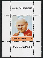 Chartonia (Fantasy) World Leaders - Pope John Paul II Perf Deluxe Sheet On Thin Glossy Card Unmounted Mint - Fantasy Labels