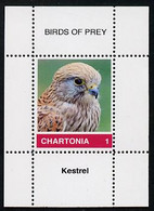 Chartonia (Fantasy) Birds Of Prey - Kestrel Perf Deluxe Sheet On Thin Glossy Card Unmounted Mint - Fantasy Labels