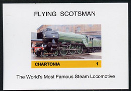 Chartonia (Fantasy) Flying Scotsman - The World's Most Famous Steam Locomotive Imperf Deluxe Sheet On Glossy Card Unmoun - Fantasy Labels