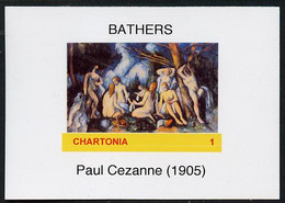 Chartonia (Fantasy) Bathers By Paul Cezanne Imperf Deluxe Sheet On Glossy Card Unmounted Mint - Fantasy Labels