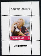 Chartonia (Fantasy) Golfing Greats - Greg Norman Perf Deluxe Sheet On Thin Glossy Card Unmounted Mint - Fantasy Labels