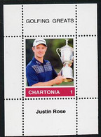 Chartonia (Fantasy) Golfing Greats - Justin Rose Perf Deluxe Sheet On Thin Glossy Card Unmounted Mint - Fantasy Labels