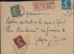 Algérie - Bou-Saada - Lettre Recommandée - Semeuse De France - 1921 - Unclassified